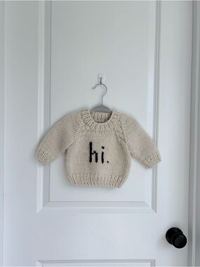 🖤Huggalugs Hi. Crew Neck Garter Stitch Sweater, Black on Natural